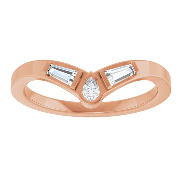 14K Gold Pear Lab-Grown Diamond Accented Contour Band - 1/6 CTW - Rose Gold - view 8