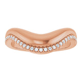14K Gold Round Lab-Grown Diamond Accented Contour Band - 1/8 CTW - Rose Gold - view 8