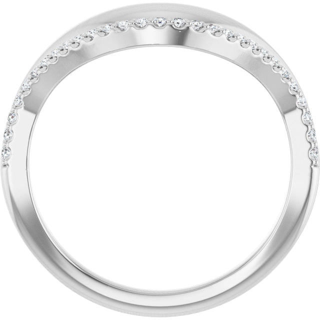 Platinum Round Natural Diamond Accented Contour Band - 1/8 CTW - view 7