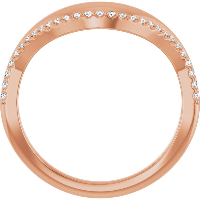 14K Gold Round Lab-Grown Diamond Accented Contour Band - 1/8 CTW - Rose Gold - view 7