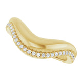 14K Gold Round Natural Diamond Accented Contour Band - 1/8 CTW - Yellow Gold - view 10