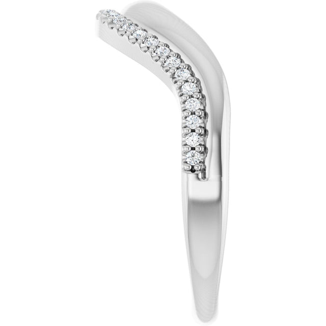 14K Gold Round Lab-Grown Diamond Accented Contour Band - 1/8 CTW - White Gold - view 9