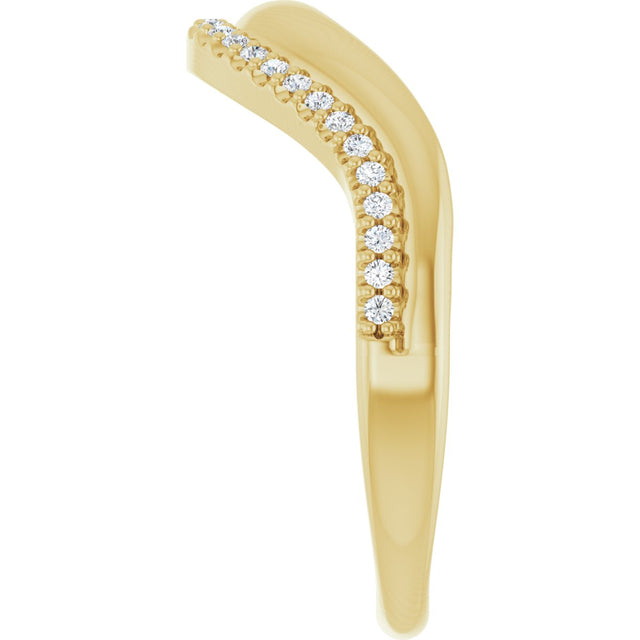 14K Gold Round Natural Diamond Accented Contour Band - 1/8 CTW - Yellow Gold - view 9
