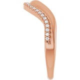 14K Gold Round Lab-Grown Diamond Accented Contour Band - 1/8 CTW - Rose Gold - view 9
