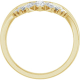 14K Gold Pear Natural Diamond Accented Contour Band – 4.1x2.7mm - Yellow Gold - view 2