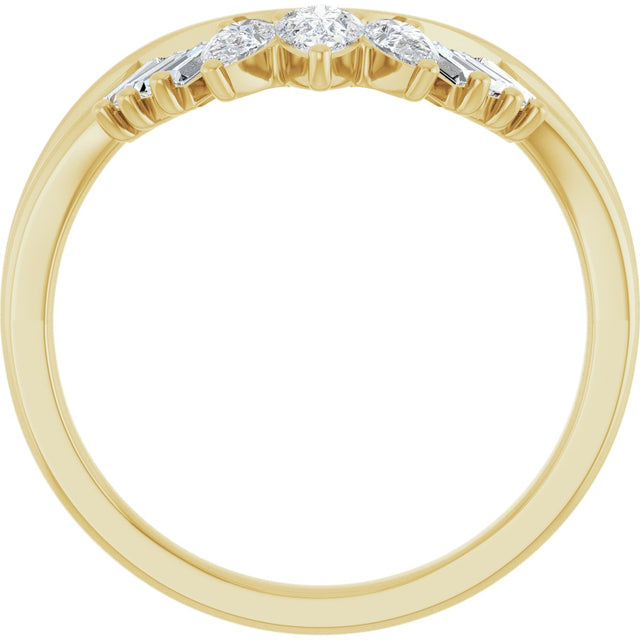 14K Gold Pear Lab-Grown Diamond Accented Contour Band – 4.1x2.7mm - Yellow Gold - view 2
