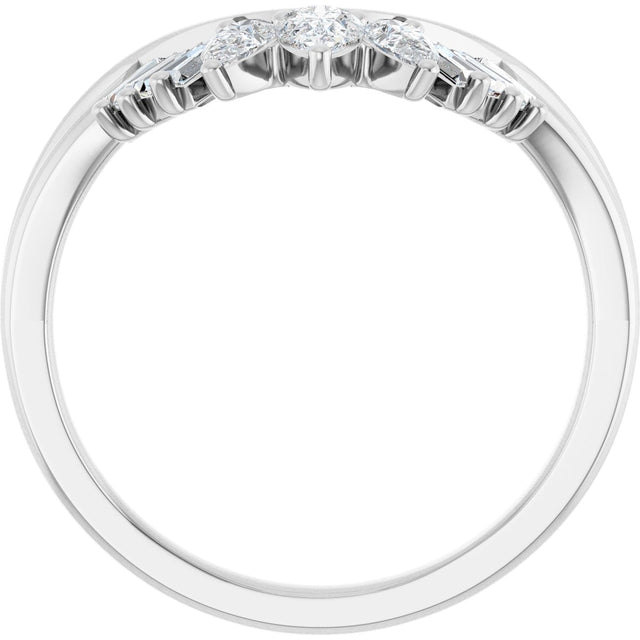 14K Gold Pear Lab-Grown Diamond Accented Contour Band – 4.1x2.7mm - White Gold - view 3