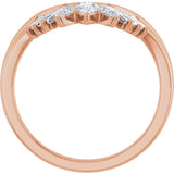 14K Gold Pear Natural Diamond Accented Contour Band – 4.1x2.7mm - Rose Gold - view 2