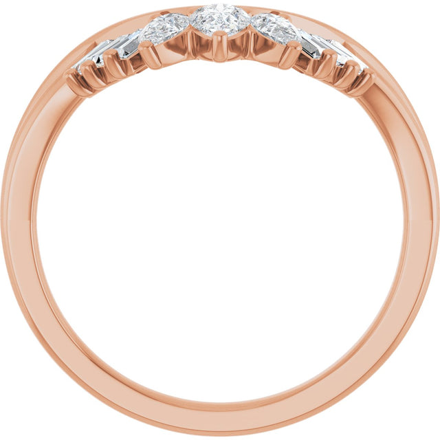 14K Gold Pear Lab-Grown Diamond Accented Contour Band – 4.1x2.7mm - Rose Gold - view 2