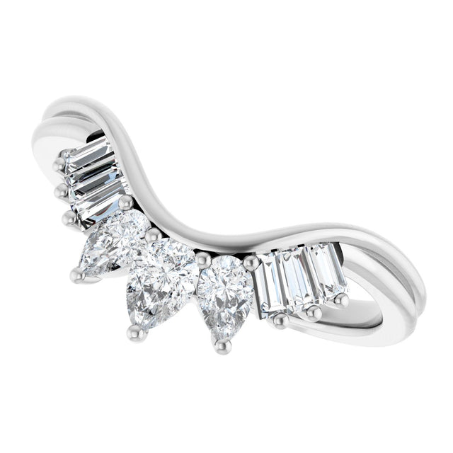14K Gold Pear Lab-Grown Diamond Accented Contour Band – 4.1x2.7mm - White Gold - view 5
