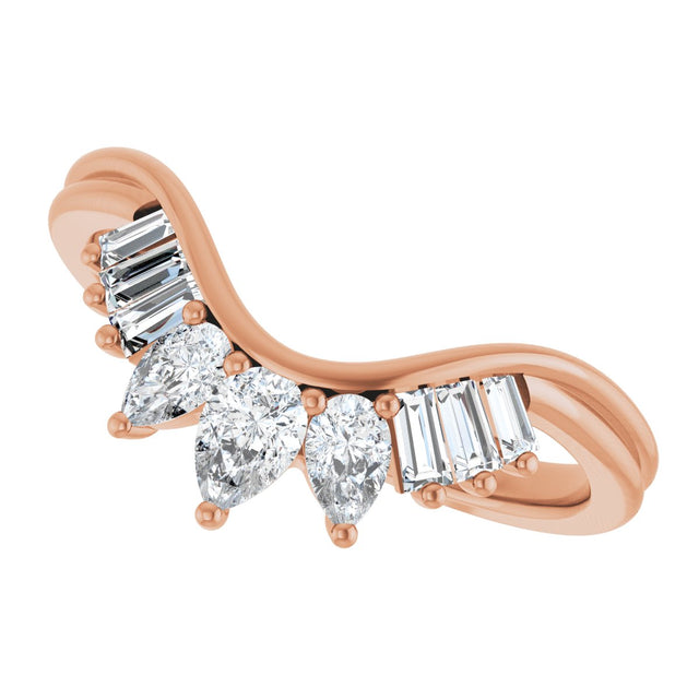14K Gold Pear Lab-Grown Diamond Accented Contour Band – 4.1x2.7mm - Rose Gold - view 5