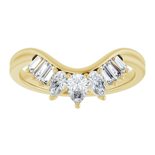 14K Gold Pear Lab-Grown Diamond Accented Contour Band – 4.1x2.7mm - Yellow Gold - view 3