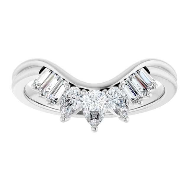 14K Gold Pear Lab-Grown Diamond Accented Contour Band – 4.1x2.7mm - White Gold - view 2