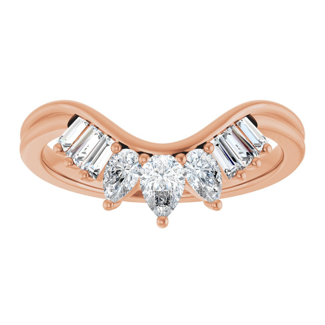 14K Gold Pear Lab-Grown Diamond Accented Contour Band – 4.1x2.7mm - Rose Gold - view 3
