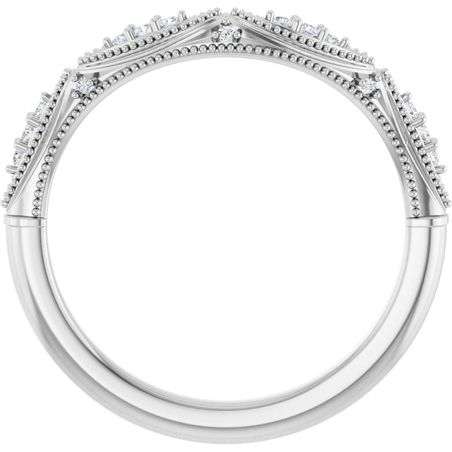 14K Gold Round Lab-Grown Diamond Vintage-Inspired Contour Band - 07 CTW - White Gold - view 7