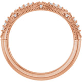 14K Gold Round Lab-Grown Diamond Vintage-Inspired Contour Band - 07 CTW - Rose Gold - view 7