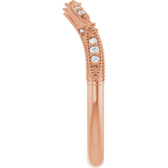 14K Gold Round Lab-Grown Diamond Vintage-Inspired Contour Band - 07 CTW - Rose Gold - view 9