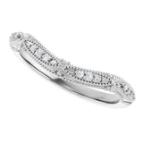 14K Gold Round Natural Diamond Vintage-Inspired Contour Band - 07 CTW - White Gold - view 10