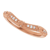14K Gold Round Natural Diamond Vintage-Inspired Contour Band - 07 CTW - Rose Gold - view 10