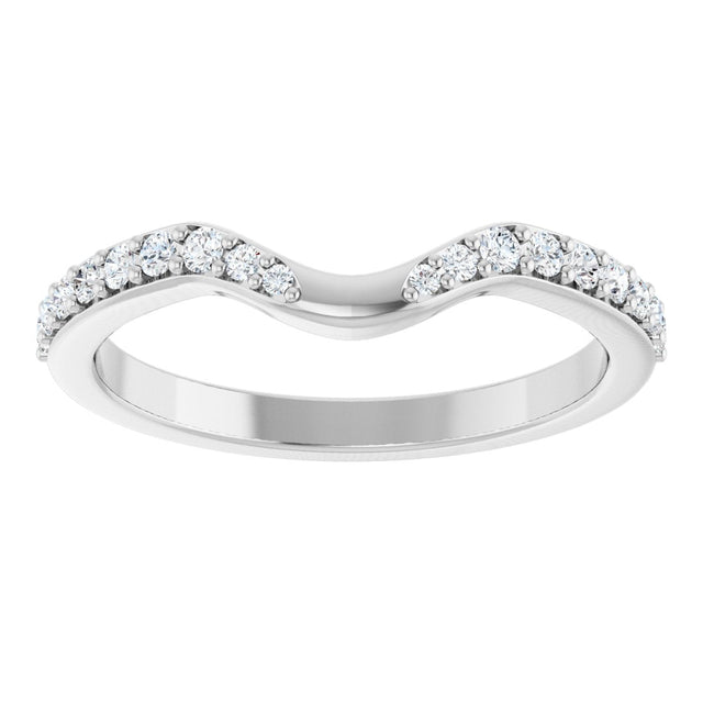 14K Gold Round Natural Diamond Accented Contour Band - 1/5 CTW - White Gold - view 8