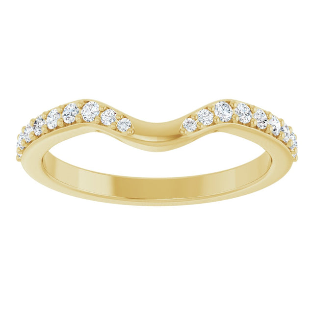 14K Gold Round Lab-Grown Diamond Accented Contour Band - 1/5 CTW - Yellow Gold - view 8