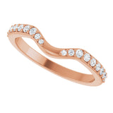14K Gold Round Lab-Grown Diamond Accented Contour Band - 1/5 CTW - Rose Gold - view 10