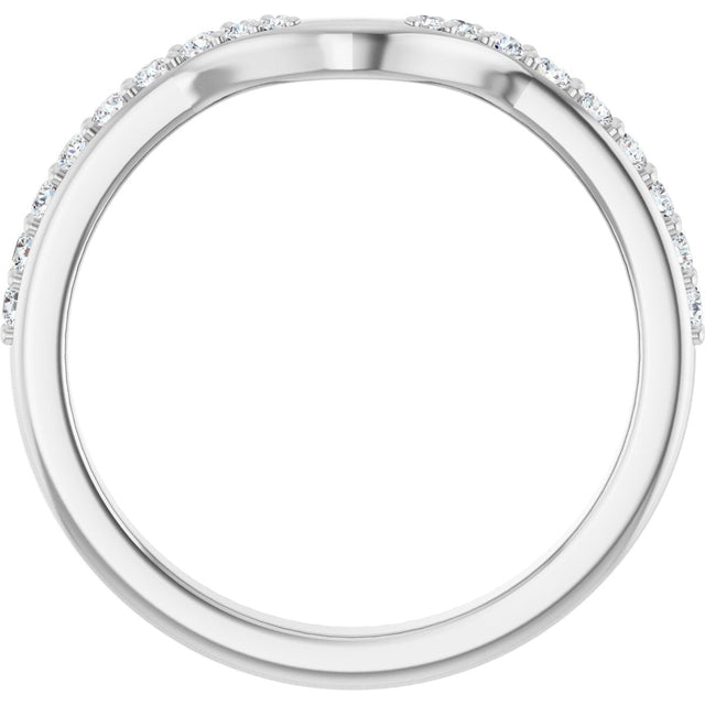 14K Gold Round Lab-Grown Diamond Accented Contour Band - 1/5 CTW - White Gold - view 7