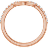 14K Gold Round Lab-Grown Diamond Accented Contour Band - 1/5 CTW - Rose Gold - view 7
