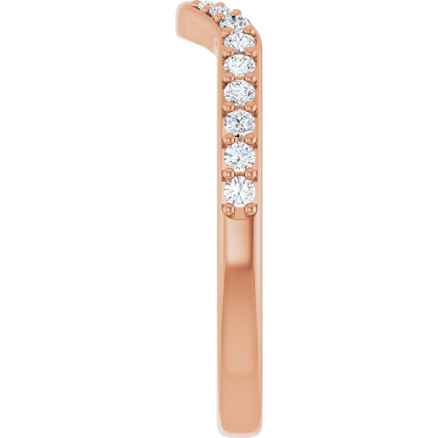 14K Gold Round Natural Diamond Accented Contour Band - 1/5 CTW - Rose Gold - view 9