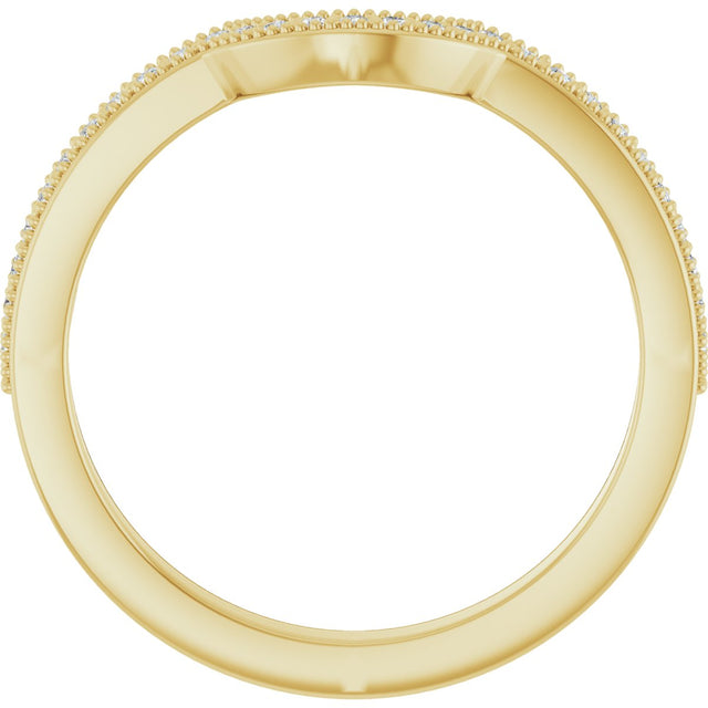 14K Gold Round Lab-Grown Diamond Milgrain Edge Accented Contour Band - 1/8 CTW - Yellow Gold - view 7