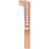 14K Gold Round Lab-Grown Diamond Milgrain Edge Accented Contour Band - 1/8 CTW - Rose Gold - view 9