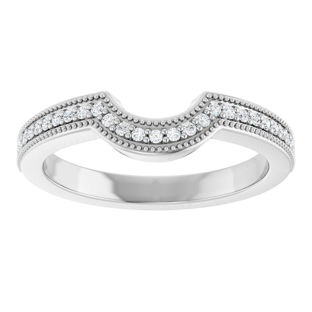 Platinum Round Lab-Grown Diamond Milgrain Edge Accented Contour Band - 1/8 CTW - view 8