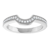 14K Gold Round Lab-Grown Diamond Milgrain Edge Accented Contour Band - 1/8 CTW - White Gold - view 8