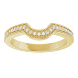 14K Gold Round Lab-Grown Diamond Milgrain Edge Accented Contour Band - 1/8 CTW - Yellow Gold - view 8