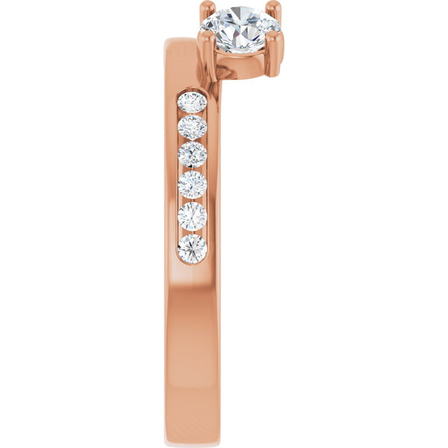 14K Gold Round Natural Diamond Accented Wrap-Style Ring Enhancer - 5/8 CTW - Rose Gold - view 9