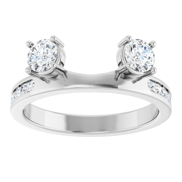 14K Gold Round Natural Diamond Accented Wrap-Style Ring Enhancer - 5/8 CTW - White Gold - view 8
