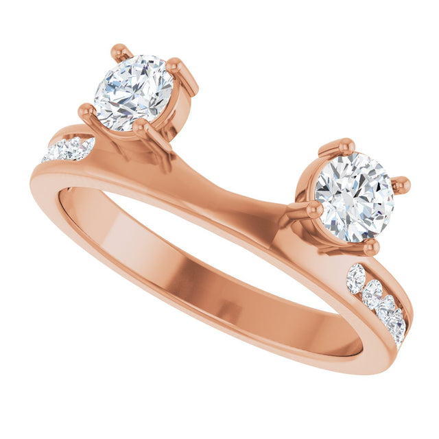 14K Gold Round Natural Diamond Accented Wrap-Style Ring Enhancer - 5/8 CTW - Rose Gold - view 10