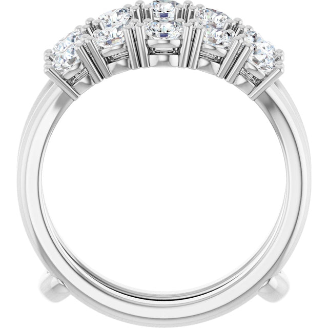 Platinum Round Natural Diamond Ring Guard - 1 1/5-2 1/2 CTW - view 7
