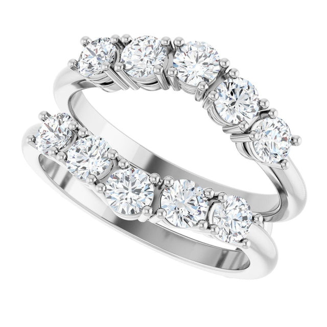 Platinum Round Natural Diamond Ring Guard - 1 1/5-2 1/2 CTW - view 10