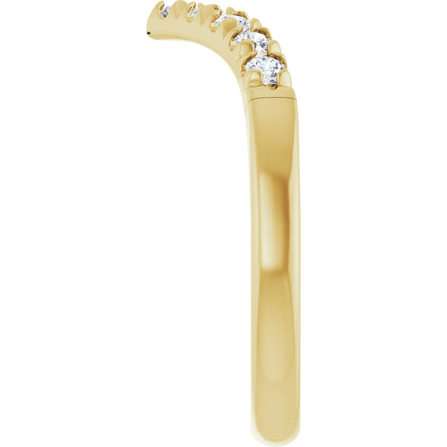 14K Gold Round Natural Diamond Accented Contour Band - 1/10-1/4 CTW - Yellow Gold - view 9