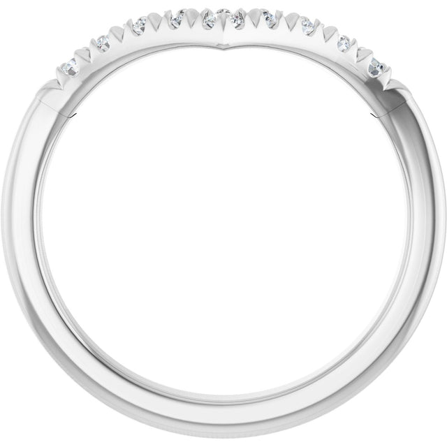 Platinum Round Natural Diamond Accented Contour Band - 1/10-1/4 CTW - view 7