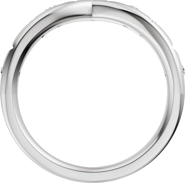 14K Gold Round Lab-Grown Diamond Celestial Contour Band - 1/8 CTW - White Gold - view 7