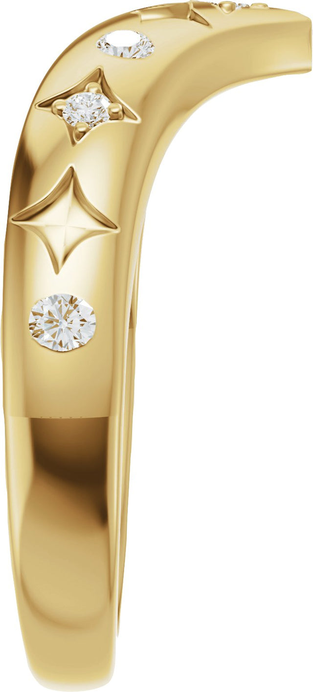 14K Gold Round Lab-Grown Diamond Celestial Contour Band - 1/8 CTW - Yellow Gold - view 9