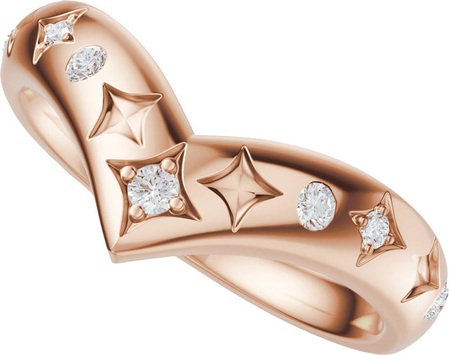 14K Gold Round Lab-Grown Diamond Celestial Contour Band - 1/8 CTW - Rose Gold - view 10