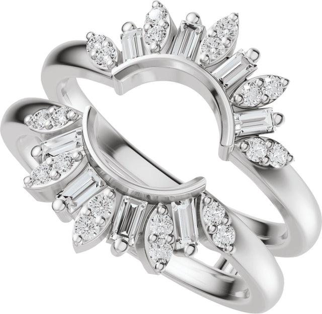 Platinum Straight Baguette Natural Diamond Ring Guard - 3/8 CTW - view 10