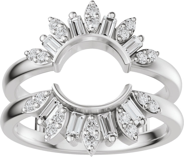 Platinum Straight Baguette Natural Diamond Ring Guard - 3/8 CTW - view 8