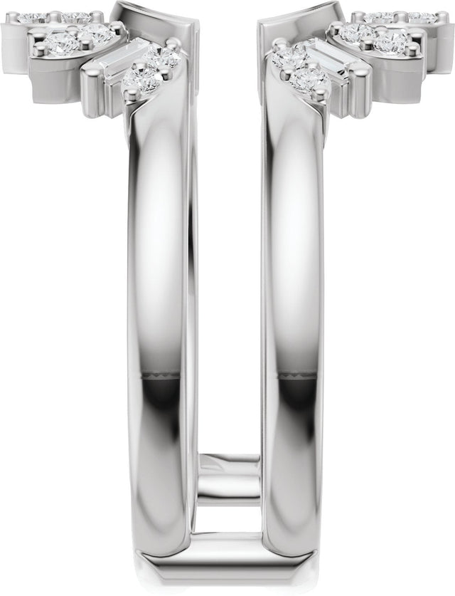 Platinum Straight Baguette Natural Diamond Ring Guard - 3/8 CTW - view 9