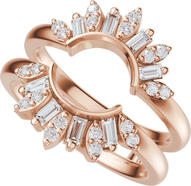 14K Gold Straight Baguette Lab-Grown Diamond Ring Guard - 3/8 CTW - Rose Gold - view 10