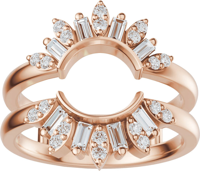 14K Gold Straight Baguette Lab-Grown Diamond Ring Guard - 3/8 CTW - Rose Gold - view 8