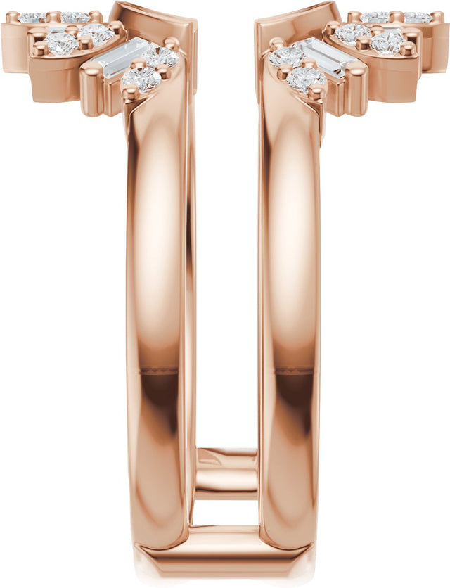 14K Gold Straight Baguette Lab-Grown Diamond Ring Guard - 3/8 CTW - Rose Gold - view 9